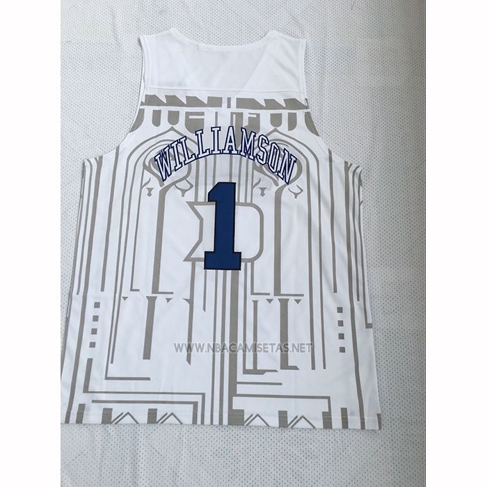 Camiseta NCAA Duke Blue Devils Zion Williamson Blanco